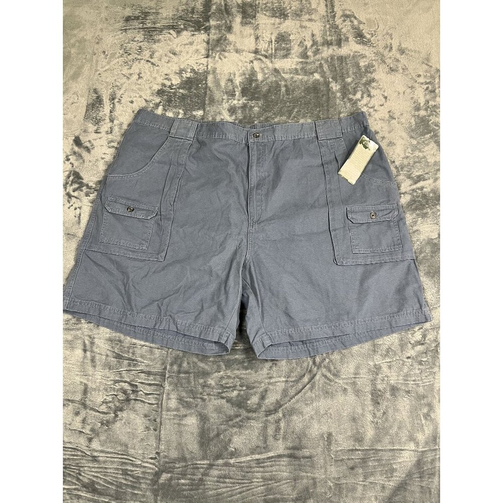 Mens Stonewashed Cargo Shorts With Pocket Buttons Elastic Waist 54 Blue